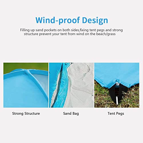 Pop Up Beach Tent – for 3-4 Person UPF 50+ UV Sun Protection Beach Shade Pop Up Sun Shelter with Carry Bag and Tent Stakes for Beach, Park, Camping (X-Large) - size: X-Large