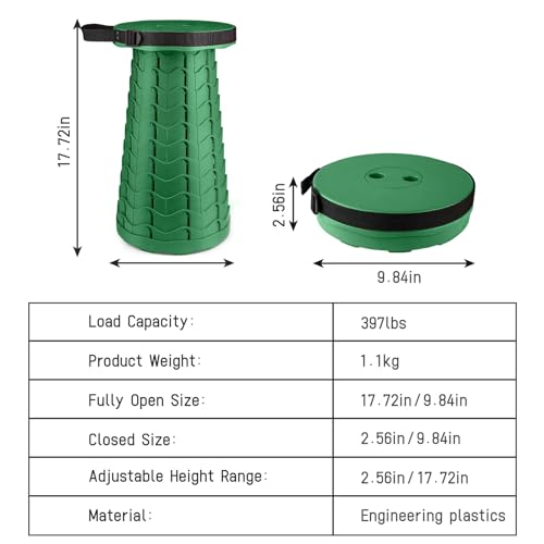 Portable & Lightweight Foldable Camping Chair for Adults, Heavy Duty Folding Stool with Adjustable Shoulder Strap, Perfect for Picnic, Beach, Backyard, and Sporting Events, Max Weight 400lbs - color: Green