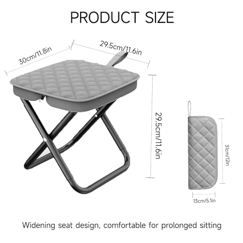 11.8" Portable Stool Folding Camping Stools for Adults Foldable Backpack Stool Pocket Chair Lightweight Travel Chair for Camping Fishing Hiking BBQ, Grey - color: Grey
