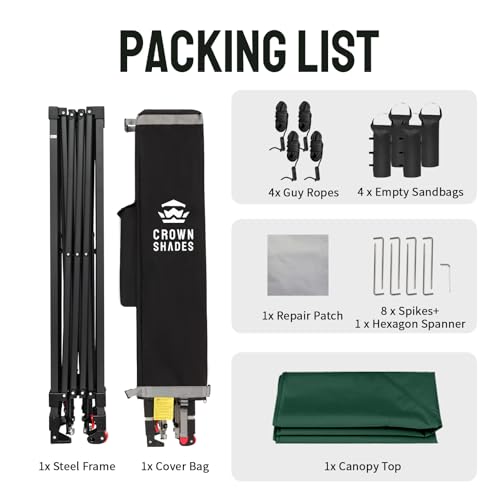 CROWN SHADES 10x10 Pop Up Canopy - Patented Center Lock One Push Instant Outdoor Canopy Beach Tent with STO-N-Go Bag 8 Stakes & 4 Sand Bags，Forest Green - style: Forest green