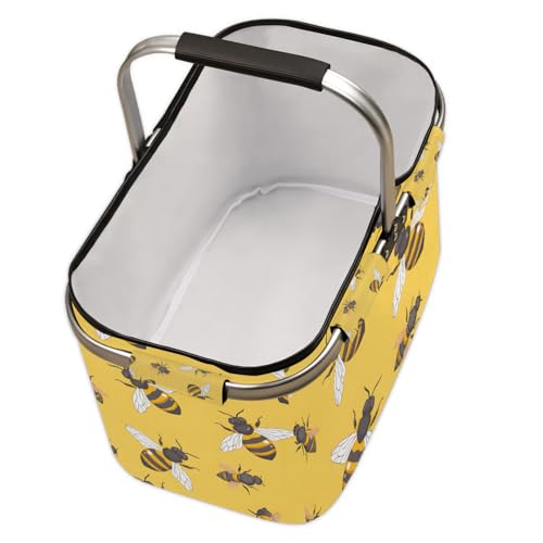 40L Large Picnic Basket Leak-Proof Folding, Internal Support Does Not House Warming Gifts New Home, Wedding Gifts for Couple - color: Bee(style 1)