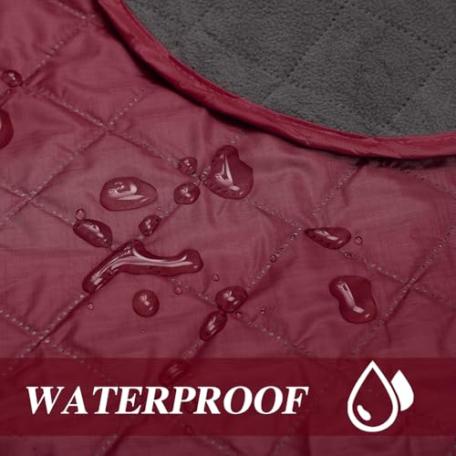 Preboun 4 Pack Large Waterproof Stadium Blankets Thick Warm Fleece Picnic Camping Blankets for Cold Weather Football Games Concerts Beach Outdoor Activities Homeless Donations(Dark Red) - color: Dark Red