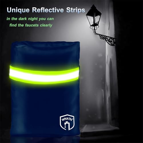 Outdoor Faucet Cover for Winter Freeze Protection,7.8" H x 6.2" W,Spigot Covers Winter Insulated,Waterproof Outdoor Faucet Cover Socks for Winter,Hose Bib Covers, Set of 2(Navy Blue) - color: Blue
