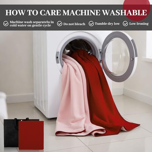 Tisancy Waterproof Blanket for Bed Couch Sofa, 40''x60'' Reversible & Washable, Fleece and Flannel Waterproof Mat, Water Resistant Bed Cover, Leakproof Mattress Protector(Light Pink/red) - color: Light Pink and Red, size: Throw Size S(40'' X 60'')