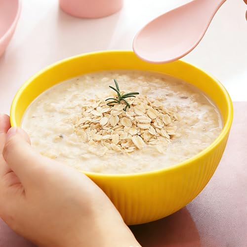 26 OZ Wheat Straw Bowls Set, Unbreakable Reusable Cereal Bowls, Microwave & Dishwasher Safe, BPA Free Lightweight Bowls for Oatmeal, Soup, Salad & Chili (Yellow) - color: Yellow