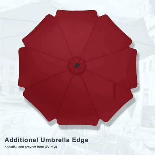 MASTERCANOPY Valance Patio Umbrella for Outdoor Table Market -8 Ribs (9ft, Burgundy) - color: Burgundy, size: 9FT