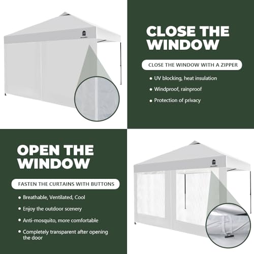 Mesh Sidewall for 10x10 Pop Up Canopy - Straight Leg, Commercial Grade White Mesh Walls with Window and Door, 1 Pack Canopy Sidewall Only, White - color: White-Window&Door