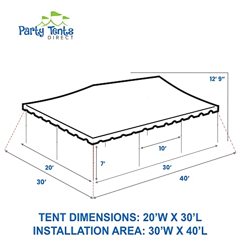 Party Tents Direct 20 x 30 Weekender Pole Tent with Sidewalls, Heavy Duty Waterproof PVC White Canopy, Easy Up Outdoor Event Pavilion Gazebo for Weddings, Parties, Graduations, and Banquets - color: White, size: 20' x 30'