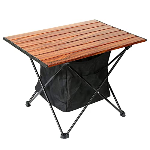 ROCK CLOUD Portable Camping Table Ultralight Aluminum Camp Table with Storage Bag Folding Beach Table for Camping Hiking Backpacking Outdoor Picnic, Size M - color: Wood Grain, With Storage Bag, size: Medium