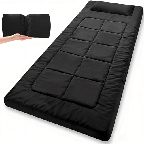 80 x 36 Inch Camping Cot Mattress Floor Mattress Waterproof Sleeping Pad for Camping Travel Easy to Store Floor Pad for Tent Cot Guest Garden Lawn Outdoor Indoor - color: Black