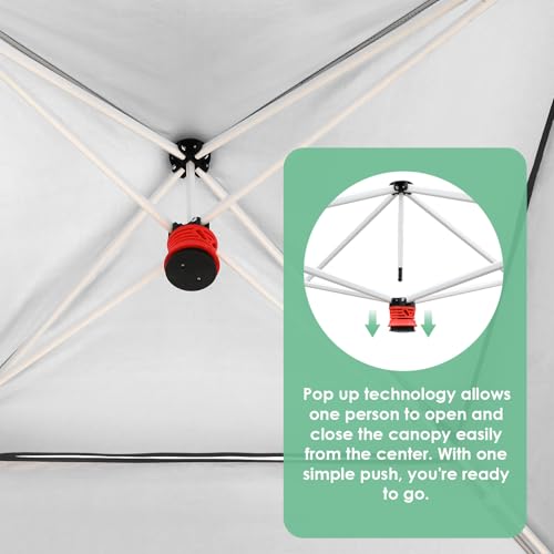 TLSUNNY 13X13 Pop Up Canopy Tent, Camping Shader W/Overhanging Eaves & Sand Bag, Outdoor Gazebo Shelter W/One Push Setup & Wheeled Bag, Height Adjustable, for Patio, Market, Party (White, 13FTX13FT) - color: White, size: 13FTX13FT