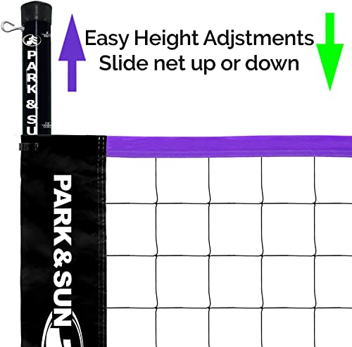 Park & Sun Spiker Sport Portable Outdoor Volleyball Net System – Blue Net, Regulation Size 32' L x 3' H, Adjustable Height, Lightweight, Includes Carrying Bag for Backyard and Beach Play - style: Spiker Sport SL