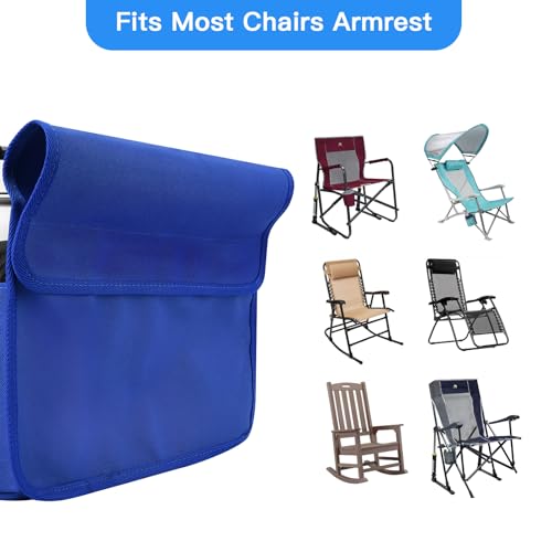 Xxerciz Beach Chair Cup Holder, Camping Chair Armrest Drink Organizer with Easily Attached Hook and Loop Strap, Universal Chair Accessory for Water Bottle, Sunglasses, Phone, Tablet, etc. (Blue) - color: Blue