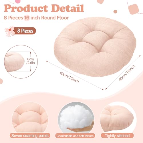 Fumete 8 Pcs 16 Inch Round Floor Cushions for Kids and Toddlers, Flexible Seating Classroom Furniture Floor Pillow for Home, Daycare, Preschool, Yoga and Meditation (Neutral) - color: Neutral