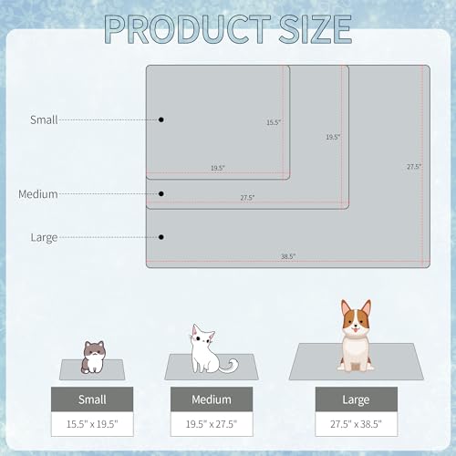 DELIFUR Dog Cooling Mat- Pet Cooling Mat Outdoor for Dogs Self Cooling Pad for Puppy Small Medium Dog Machine Washable (Large, Grey Shark) - color: Grey Shark, size: L: 38.5" x 27.5"