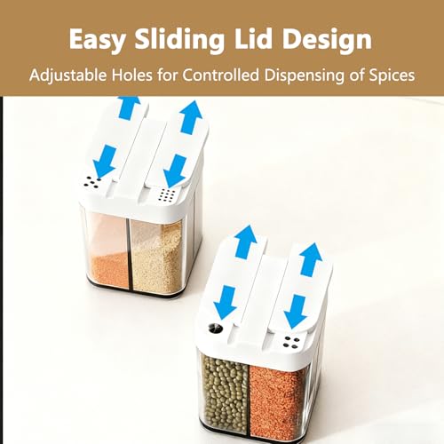 4-in-1 Camping Spice Containers Portable Multi Shaker Container for Travel Spices Seasoning Kit and Mini Organizer Set Salt and Pepper Jars for Camp Cooking and Traveling Essentials