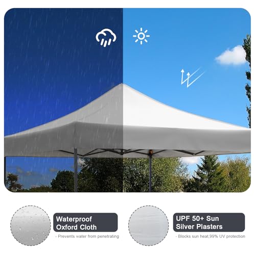 10x10 Pop up Canopy Tent with Sidewalls,Heavy Duty Waterproof Sun Shade Canopy Easy up Canopy with Wheel Bag Commercial Gazebo Tent for Outdoors Parties Vendors Camping Beach (Light Gray) - color: Light Gray