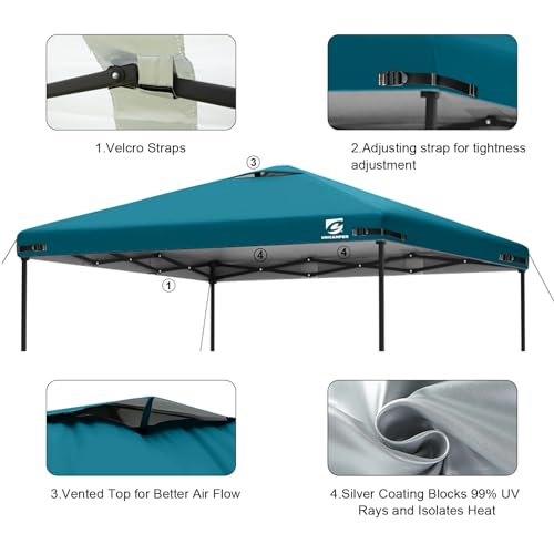 10x10 Pop Up Canopy Replacement Top Cover with Air Vent for Straight Leg Canopy Tent, Waterproof for Outdoor Garden Patio Camping Sun Shade (Ocean Blue) - color: Blue