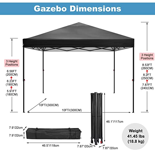 HOTEEL 10x12ft Pop Up Canopy, Waterproof Outdoor Party Easy Up Tent with Carry Bag, No Tools Needed, Event Tent for Parties, Backyard, Wedding, Commercial,Gray - color: Gray, size: 10x12FT (No Walls)