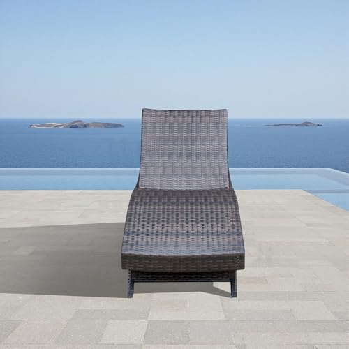 Folding Patio Chaise Lounge (Set of 1 Chair), Foldable Long Reclining Patio Seating Chairs, Outdoor Wicker Lounge Chair, Rattan Chaise Lounge Lawn Sunbathing Chairs Beach Pool Backrest Recliners - color: 1 Foldable Chair