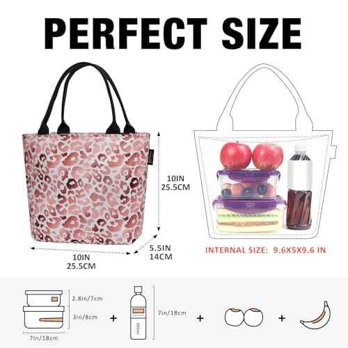 Aosbos Lunch Tote Bag, Insulated Lunch Box for Women, Leakproof Lunch Cooler Purse for Work, Pink Leopard Print - color: K. Pink Leopard