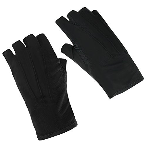 Lightweight Summer Fingerless Gloves Men Women UV Sun Protection Driving Cotton Gloves Nonslip Touchscreen Mittens - color: Black