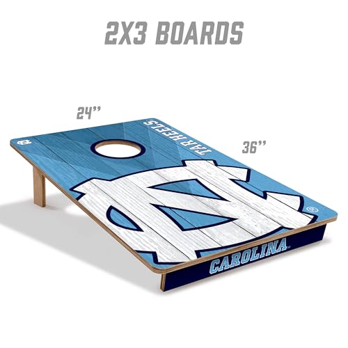 YouTheFan NCAA 2’ x 3’ Wood Cornhole Game with Logo Bags - color: North Carolina Tar Heels, size: 2' X 3'