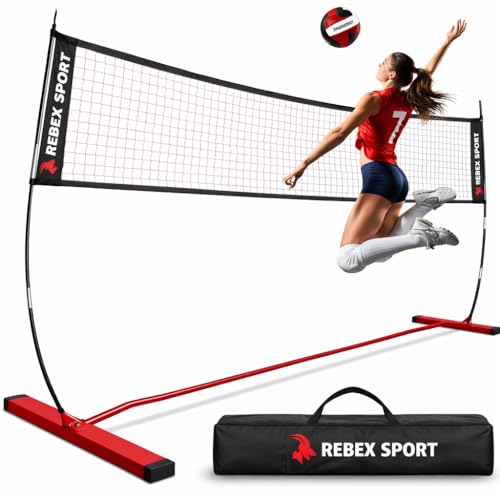 Portable Volleyball Net Set 12FT for Backyard, Adjustable Height Outdoor Volleyball Net System with Anti-Sag Design, Heavy Duty Steel Base, Freestanding Net with Carry Bag & Stakes