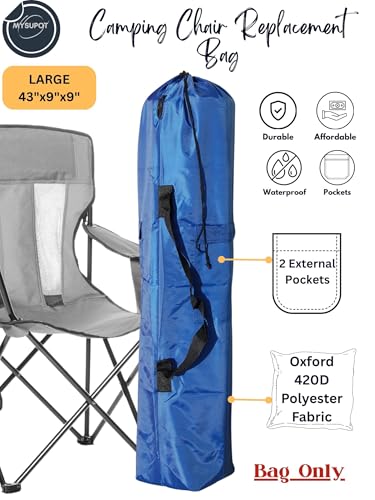 Replacement Bag for Folding Camping Chair, Portable Camp Chair, Hammock, Yoga Mat, Umbrella, Tents, Tripods, Fishing Poles - 420D Oxford Polyester Fabric - color: Blue, size: Large 43"x9"x9"