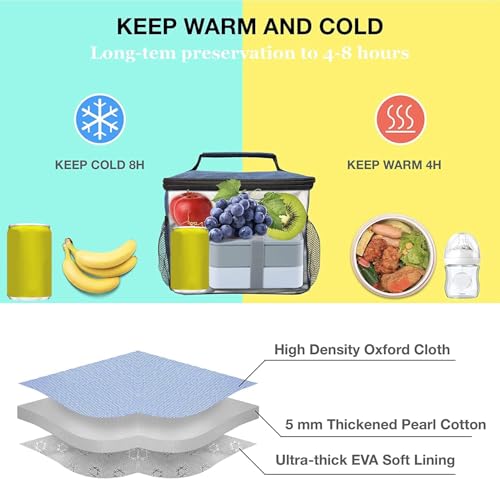 ExtraCharm Insulated Lunch Bag for Women/Men-Reusable Lunch Box for Office Picnic Hiking Beach-Leakproof Cooler Tote Bag Organizer with Adjustable Shoulder Strap for Adults-Floral Foliage - color: Floral Foliage