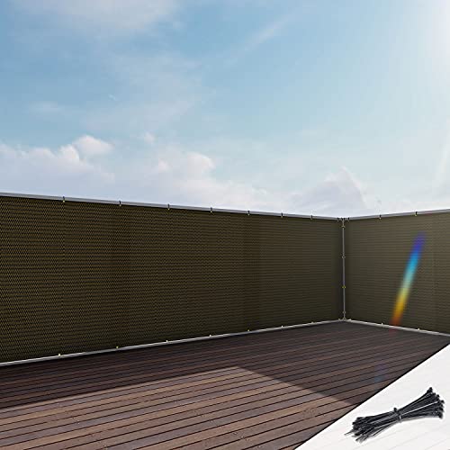 E&K Sunrise 3' x 25' Balcony Privacy Fence Screen Cover with Zip Ties Outdoor Screen Fence UV Protection for Deck Patio Backyard Apartment Pool Porch (Brown)