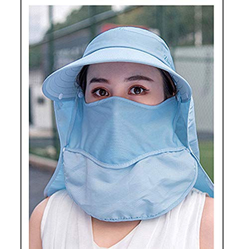 Outdoor UPF 50+ UV Sun Protection Waterproof Breathable Face Neck Flap Cover Folding Sun Hat for Men/Women - color: Blue