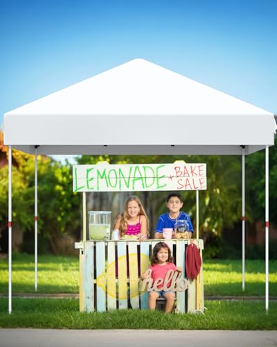 10x10 Pop Up Canopy Tent Outdoor Canopy with No Removable Sidewall One-Person Set Up Heavy Duty Commercial Instant Tent Shelter-White - color: White, size: 10x10FT/0-Sidewall