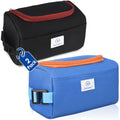 Genteen 2 Packs Freezable Snack Bag Built with Ice Packs,Small Cooler Bag Insulated Bag Reusable, Zip Closure with Buckle Handle for Travel/School/Work (Black+Blue) - color: 2pk Blue+Black