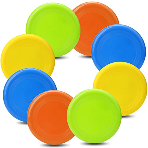 LNCOJOLM 8" Flying Disc Sport Trainning Disc Toy, Beach Toy Outdoor Accessories for Backyard Lawn Park, Birthday Gift Set for Kids Boys Girls, Throwing and Catching Activities (8 Pack)