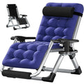 DoCred Oversized Zero Gravity Chair, 29In XL Lawn Folding Lounge Chairs, Lawn Recliner, Reclining Patio Lounger Chair, Folding Portable Chaise with Detachable Soft Cushion, Cup Holder, Headrest - color: Oversized Blue, style: Zero Gravity Chair