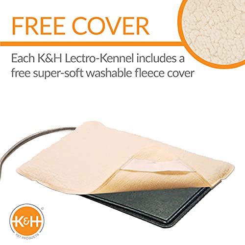 K&H Pet Products Original Lectro-Kennel Outdoor Heated Dog Pad with Free Cover Black Large 28.5 X 22.5 Inches - size: Large (22.5 x 28.5 in), style: Retail Box