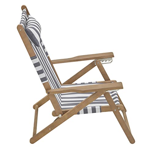 Lavish Home Set of 2 Beach Chair - Outdoor Weather-Resistant Wood Folding Chair with Backpack Straps - 4-Position Reclining Seat - Beach Essentials (Gray) - color: Grey, style: Set of 2