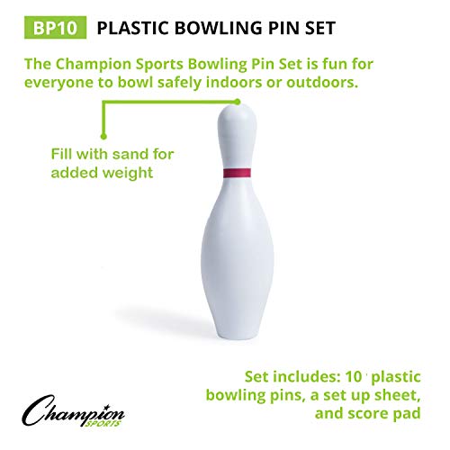 Champion SportsWeighted Foam Bowling Pin Set - color: White, size: 10 Pin Set (Ball Sold Separately)