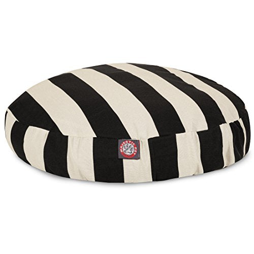 Black Vertical Stripe Small Round Indoor Outdoor Pet Dog Bed With Removable Washable Cover By Majestic Pet Products - color: Black, size: Small