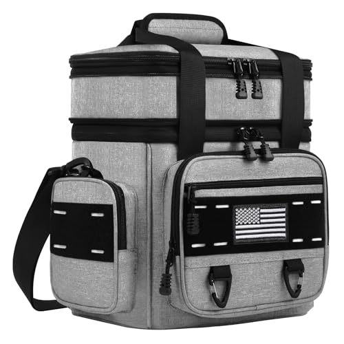 TENKIST Expandable Tactical Lunch Box, Large Insulated Lunch Cooler Bag Heavy Duty Leakproof Lunch Pail for Men Adults Work Office Outdoor Picnic Trips,16L,Grey - color: E-Grey, size: 16L