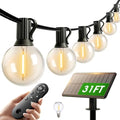 addlon 25FT Solar Powered Outdoor String Lights Waterproof with Remote, G40 Solar Powered String Lights with 13 LED Shatterproof Bulbs, 3 Light Modes, Dimmable Solar Lights for Outside Bistro Cafe - size: 25FT