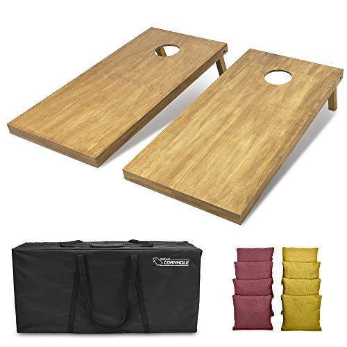 GoSports 4 ft x 2 ft Regulation Size Wooden Cornhole Boards Set with Light Brown Finish - Includes Carrying Case and Bean Bags - color: Burgundy & Gold, size: 4 ft x 2 ft