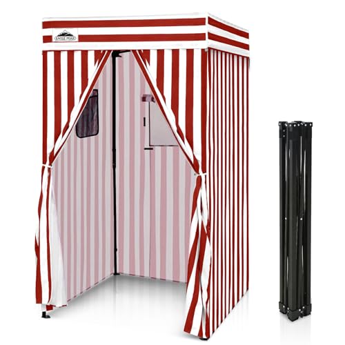 EAGLE PEAK Flex Compact 4x4 Pop-up Canopy Changing Room, Portable Privacy Dressing Room for Indoor Fashion Photoshoots, Camping, or Pool, White/Red - color: White/Red, size: 4x4 ft