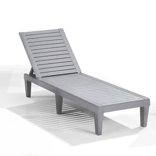 Nestl Patio Chairs - Grey Chaise Lounge Chair Outdoor, 5-Position Adjustable Sun Tanning Chair, Waterproof Pool Lounge Chairs, Reclining Lawn Chair, Lightweight Outdoor Lounge Chairs - color: 7 - Grey, size: Single