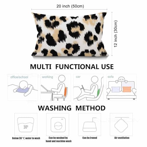 Smooffly Animal Leopard Print Waist Lumbar Cotton Linen Throw Pillow case Cushion Cover for Sofa Home Decorative Oblong 12x20 Inches - color: Swn02