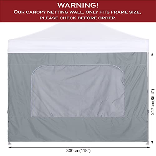 COOSHADE Instant Canopy SunWall 10x10 Canopy SideWall for Pop up Canopy Tent, 1 Pack Sidewall with Mesh Window Only, Grey - color: Gray, size: 10x10-Net Window