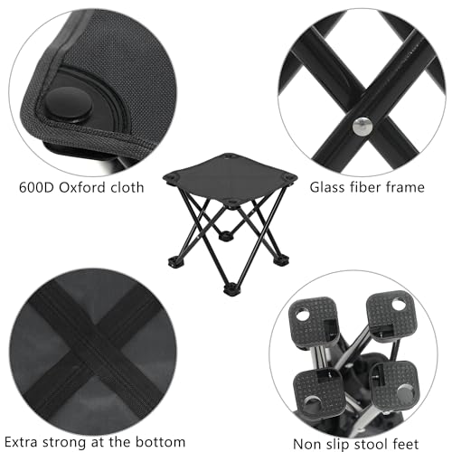 Wind Tour Portable Folding Camping Stool Outdoor Camping Lightweight Samll Chair for Fishing Hiking Gardening and Beach with Carry Bag (Medium Black -1) - color: Medium Black -1