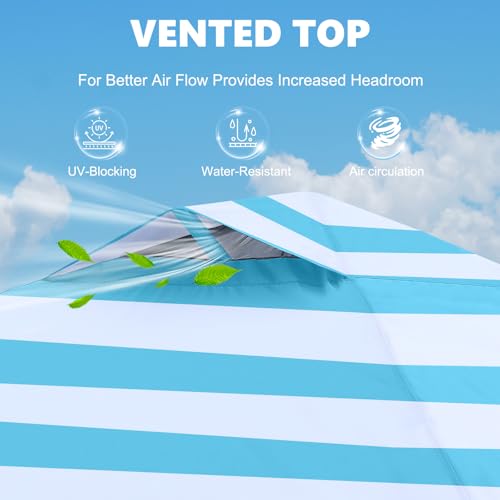 MASTERCANOPY Durable Pop-up Canopy Tent with 1 Sidewall (10'x10',Sky Blue Stripe) - color: Sky Blue Stripe, size: 10x10