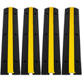 4 Pack 1 Channel Cable Protector Ramp, 11 Tons (22,046 Lbs) Load Capacity Heavy Duty Rubber Cord Cover, Protective Wire Ramp Speed Bump for Driveway, Parking Lot, Sidewalk, Warehouse - size: 102×15.5×3cm-4 Large Channel